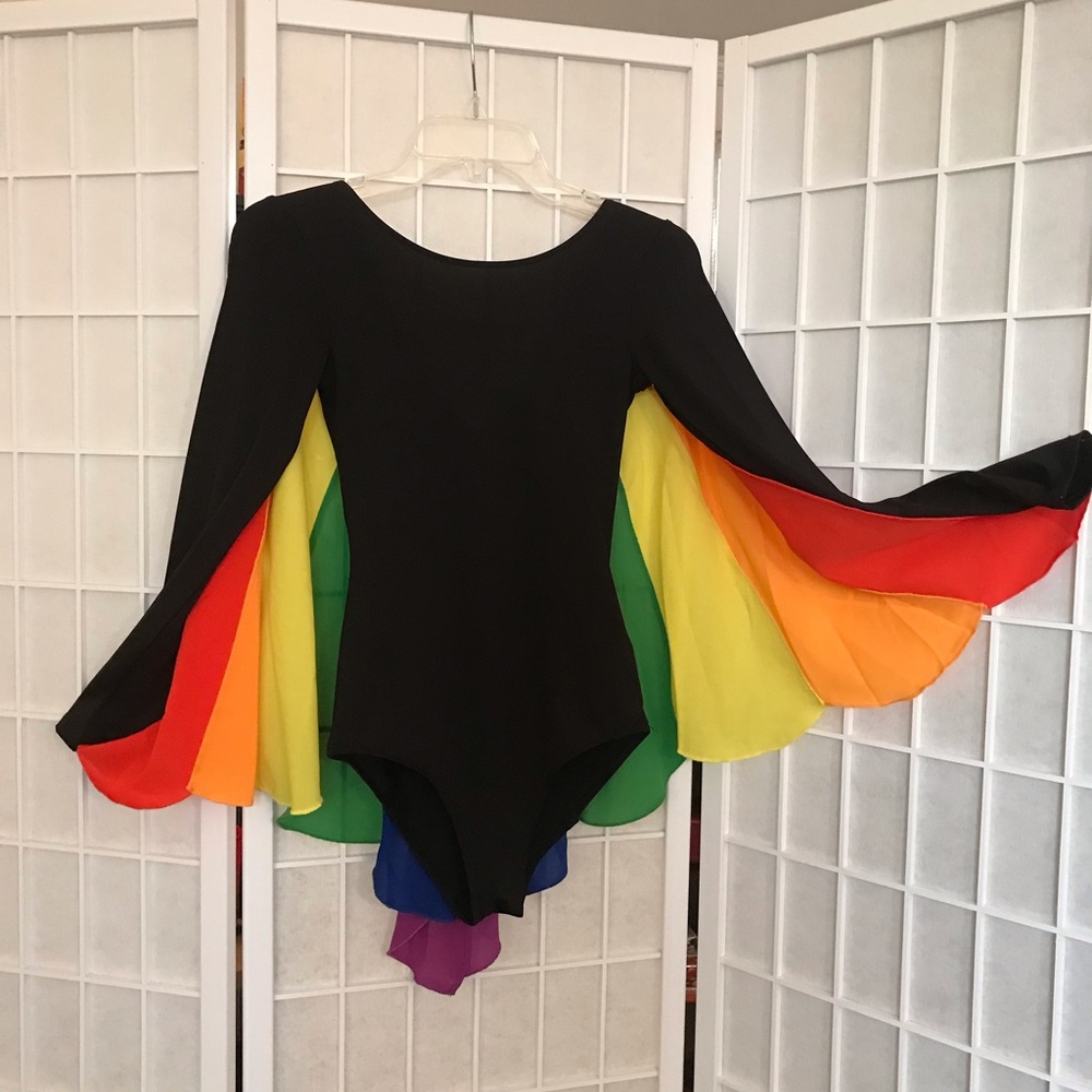 H&M Divided Rainbow/Black Bodysuit Leotard SM